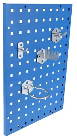 UALXPAO Panneau Suspendu for Outils, Rangement Mural, Panneau perforé en métal avec Fentes/Trous, Organisateur, étagère d'affichage, Bleu/Blanc Panneau Perforé(Blue 500x350x1mm)