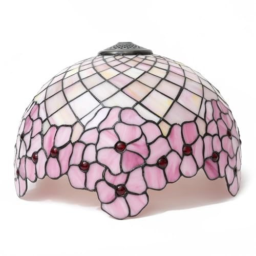 ZXMJYHK Lampenschirme im Tiffany-Stil, 16 Zoll, Kirschblüten-Lampenschirm aus Buntglas, Ersatz-Art-Decor-Lampenschirme, Zubehör, passend for Tischlampe, Stehlampe, Pendelleuchte