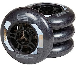 ANWEALTH Inline Skate Rollen Indoor/Outdoor Rollschuh Räder 3/4er Pack 85A Inline Skate Räder Rollschuh Skating Räder, Flache Blumenrad Rollschuh Räder, Schwarz, 84 MM
