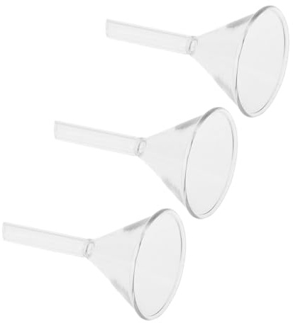 Glasfülltrichter 3 Stück Transparent Dreieckig für Präzises Einfüllen | Einfülltrichter für Gläser, Wissenschaftlicher Glastrichter, 40mm, Labor