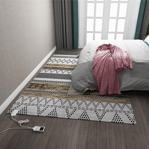 Moroccan Electric Heater for Bedroom, Kitchen & Living Room - Graphene Infrared Heated Rug with Timed Temperature Control