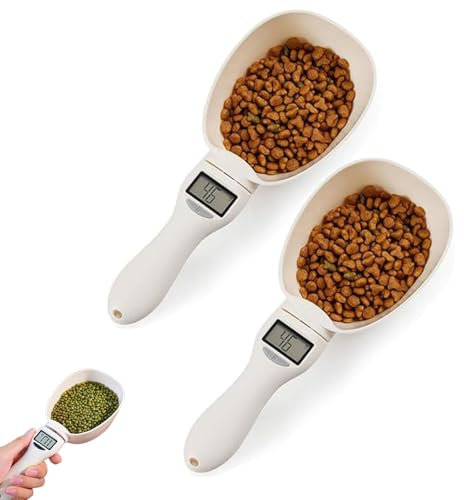 Digital Measuring Spoon - Food Measuring Scoop Scale, Weighing Spoon Scale 800g / 0.1g Precision with LCD Display, Electronic Measuring Spoon, for Dispensing Food, Condiments and Dog Cat Food (2Pcs)