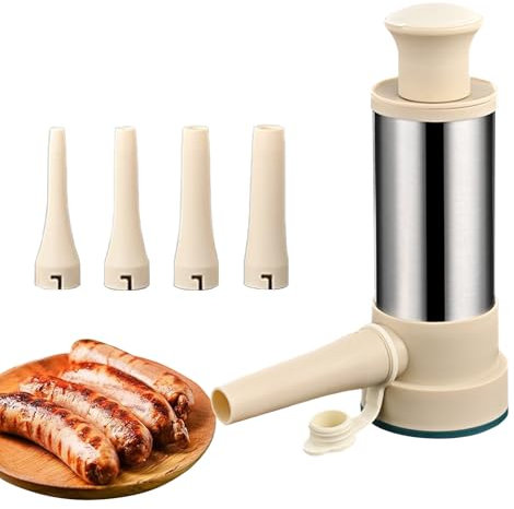 Embutidora De Chorizos 2 En 1, Embutidora De Salchichas De Acero Inoxidable, Máquina Manual Para Salchichas, Con 4 Tubo De Relleno De Salchichas, Rellenador De Cocina Para Salchichas Caseras