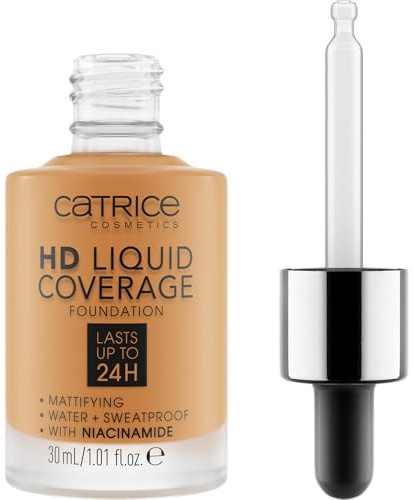 Catrice Cosmetics HD Liquid Coverage base de maquillaje, de larga duración, matificante, control de grasa/control de brillos, mate, 30 ml
