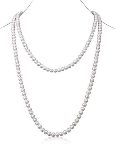 TPZORJX 1 Stück Perlenkette Weiß- Pearl Necklace für 1920s Gatsby Perlenkette Kostüm Accessoires,Dame Weiße elegante künstliche Perlen-Halsketten -lange Strickjacke-Perlen-Ketten-Halskette
