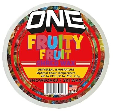 FRUITY FRUIT WAX-Hot Wax/Rub-on Universal Speed Conditions Formula Wax – Snowboard/Ski /Nordic 210g- High-Performance, FAST + Durable- Our Factory-USA No Fluoro-Range: 28ºF to 21ºF (-2ºC to -6ºC)