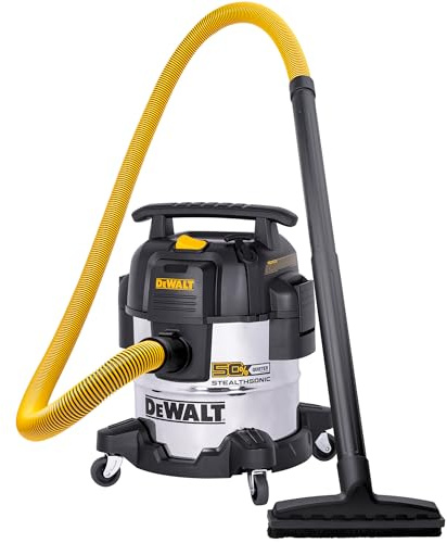 DEWALT 5 Gallon 4 HP STEALTHSONIC Shop Vacuum Wet and Dry DXV05S-QTB with 6 Dust Bags Ultra Quiet Stainless Steel Wet/Dry Vacuum Cleaner with Powerful Suction for Garage, Jobsite, and Workshop