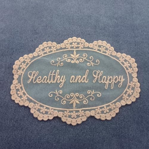 Blausky 2 Stück Oval Spitzendeckchen,Retro Bestickt Untersetzer Blume Matte Spitze Platzset Tischsets Tischmatte Tassenmatte Deckchen Vasenmatte für Tisch Hochzeit Heimdekoration 17x24cm,Hellrosa
