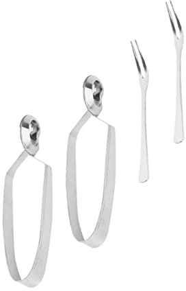 Alipis 4pezzi Posate Lumache in Acciaio Resistente Con Pinze e Forchette Ergonomiche Anti-scald Per Servire Escargot Per Buffet Barbecue e Uso Domestico