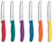 Victorinox Swiss Classic, Breakfast Knife, Roll Knife, Sharp Blade, Serrated Edge, 11 cm, Plastic Handle, Stainless Steel, Set of 6, Multicoloured