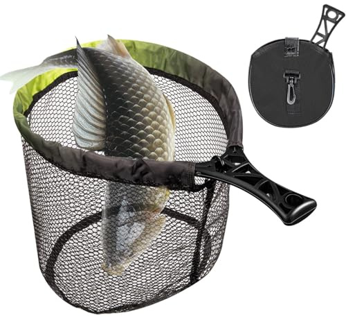 Fly Fishing Net Foldable Landing Net | Foldable Compact Gear Mesh Landing Storage for Sports Kayak Transportation Outdoors Catfish Salmon Bass Catch Release