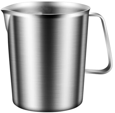 Verre doseur en inox 500ml/1000ml/1500ml/2000ml, Tasse à mesurer en acier inoxydable 304 avec marquages clairs et poignée pour cuisson et préparation de boissons (1500ML)