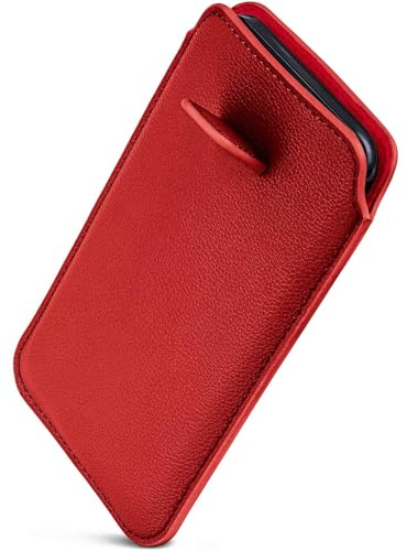 ONEFLOW Liberty Case für iPhone 12 mini Handy Einsteckhülle mit Rückzugfunktion, PU Leder Handytasche, Schutzhülle mit Lasche, Sleeve Etui Hülle zum Einstecken, Rot