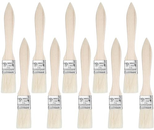 Lot de 10 pinceaux de peinture - Largeur : 25 mm - Pour peinture acrylique, vernis - Pinceau plat - Pinceau à lasure - Pour travaux de peinture, bricolage, peinture, peinture, décapage, colle