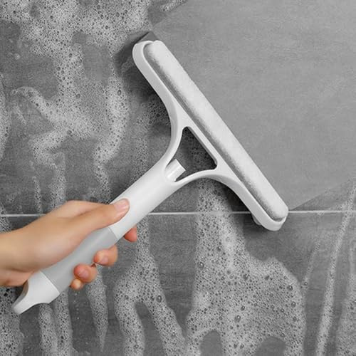 Besttoolifes Glass Cleaner Water Spray Scraper Multi-Function Bathroom For Window Cleaning Wiper with Silicone Squeegee for Mirrors Shower Doors Kitchen（WHITE）