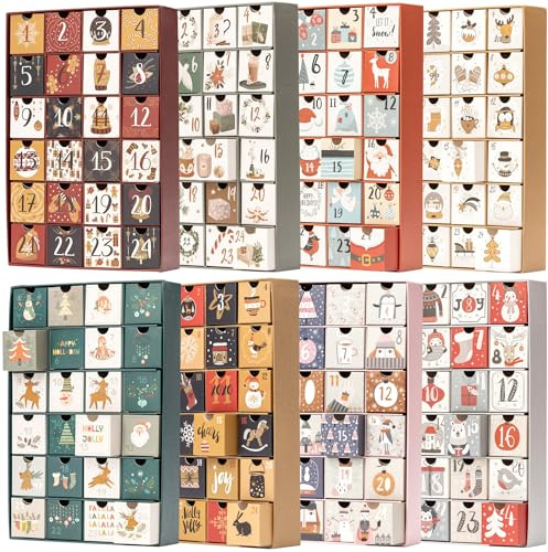 Fill Your Own Advent Calendar 24 Days Reusable 1-24 Empty Drawers for Christmas Countdown (Green)