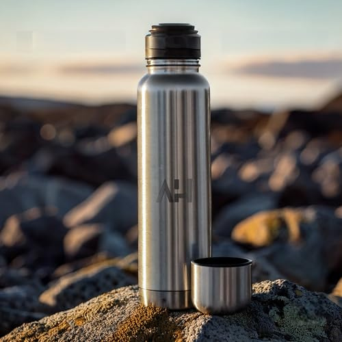 Thermosflasche 1L Edelstahl – Auslaufsichere Isolierflasche mit Becher – Hält 12h heiß & 24h kalt – Doppelwandige Vakuum Thermoskanne für Kaffee, Tee & Wasser – Spülmaschinengeeignet