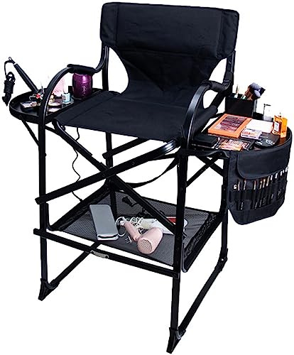 Bärbar hopfällbar regissörsstol med lätt aluminiumram, justerbart nackstöd och fotstöd för camping, gräsmatta och filmset