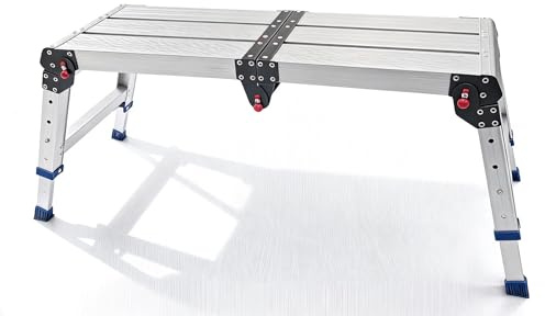 Thirrni Aluminium Folding Work Platform, Up to 360kg for DIY Enthusiasts, Construction Projects, Industrial Use, Step Ladders with Safety Locks