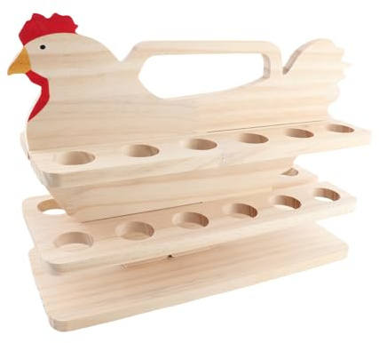 OEBUAFI Portauova in Legno, Scatola in Legno Ecologico, Comodo Organizzatore da per Uova Fresche, Ideale per Collezionisti, Dimensioni 32x12x25 Cm (Foto a colori)