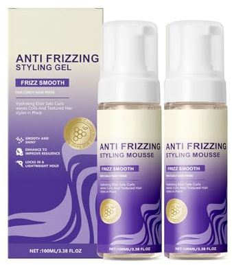 Locken Mousse Volumen Booster, Leichter Schaumfestiger für Definiertes und Geschmeidiges Haar, Für Naturlocken und Dauerwelle, Ohne Klebrigkeit und Schweregefühl (2pc)