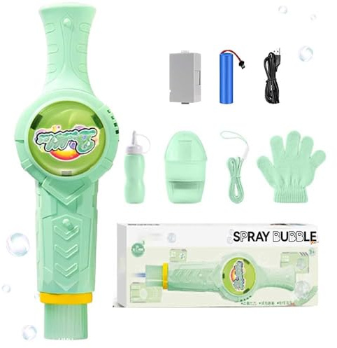 Magic Elastic Smoke Fog Bubble Machine,Colorful Smoke Bubble Machine, Kids Magic Bubbles Gun Toy with Fog Effect & Colorful Light,for Kids Christmas and New Year Gifts (Green)