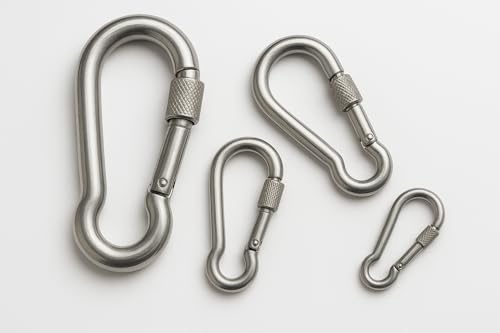 Karabiner mit Sicherungsmutter 4-10 mm Edelstahl V4A (AISI316) Schraubkarabiner, seewasserfest, für Seile, Ketten, Outdoor, Marine, Korrosionsbeständig, besonders langlebig.