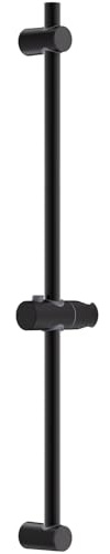 Auralum Barre de Douche 90cm en Acier Inoxydable Noir - Support Douchette Réglable en Hauteur et Pivotant à 360°, Rail de Douche Mural Robuste avec Curseur Coulissant pour Salle de Bain, Ø 22mm