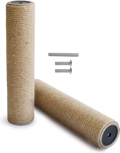 Cat Scratching Post Replacement,Cat Tree Scratch Post Refill Pole Parts,Hemp Rope Scratcher Posts for Indoor Kittens and Large Cats with Screws 11.8 Tall(Refill Pack, 30cm)