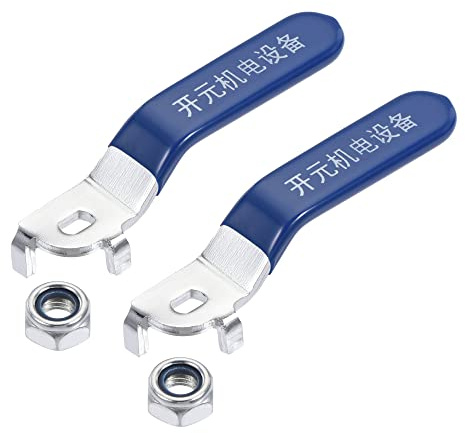 sourcing map Palanca Mango Hierro Cromado Chapado Reemplazo Cuarto Vuelta con Plástico Empuñadura Azul para DN20 Bola Válvula 2uds
