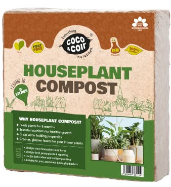 Coco & Coir Houseplant Potting Mix | Peat-free Potting Soil For Indoor Plants | Plant Food Enriched Houseplant Compost With House Plant Fertilizer Formulation (9L)