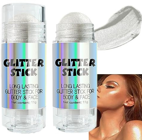 Glitzer Körperstift, Roll-on Körper Glitzer Gel, Chamäleon Farbwechsel Glitter Highlight Creme für Körper Gesicht Haar, Regenbogen Glitzer Make-up, funkelnde Körperlotion für Festival Party