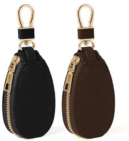 Suuwwn Estuches de Llaves,2 Pcs Llavero Coche,Funda de Cuero de PU para Llaves,Portátil Organizador Llaves,Portallaves de PU Piel,Llavero Cartera para Varias Llaves de Coche o Moto