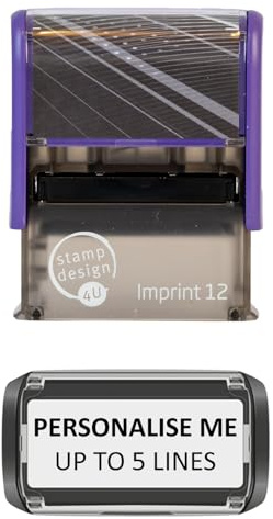 Premium Personalised Custom Made Stamp- Imprint 12- Self-Inking Rubber Stamp - Up to 5 Lines of Customised Text- Black Ink
