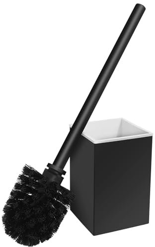 QL Toilettenbürste, Edelstahl Toilettenbürste und Toilettenbürstenhalter, Schnell trocknendes Toilettenbürstenhalter-Set, Toilettenbürste für Badezimmer und Hotels (Schwarz)