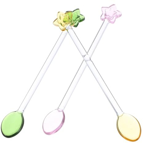 BUGUUYO 3 Pièces Cuillères à Café Résistantes Chaleur avec Design pour Boissons Froides Desserts Yogourt et Cocktails