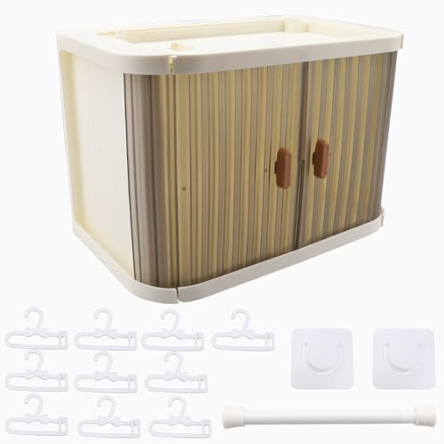 Clothes Closet for Labubu, Foldable Doll Wardrobe Storage Box with 10 Hangers and Rod,Stackable Organizer Cabinet Display Shelf for Labubu Doll Clothes