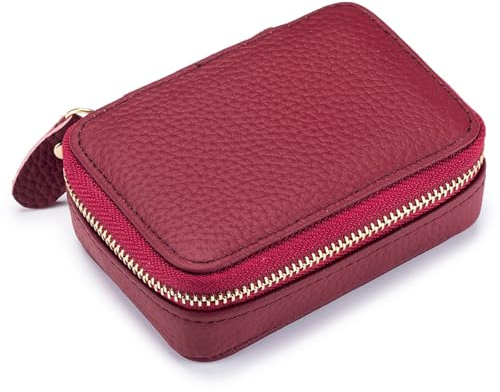 Aileder Estuche para pintalabios con espejo de cuero con cremallera, caja de soporte para pintalabios, organizador de maquillaje de viaje, kit de almacenamiento de cosméticos para mujeres y niñas