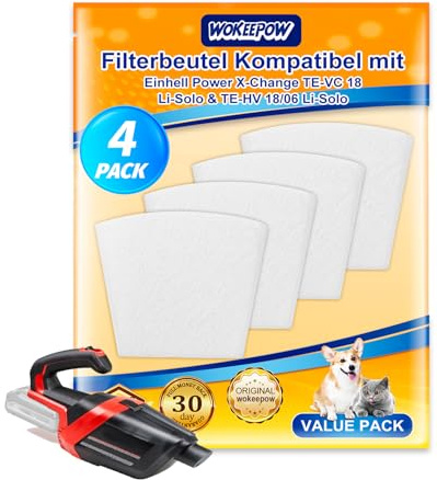 WOKEEPOW dammsugarfilter reservpåse kompatibel med Einhell Power X-Change TE-VC 18 Li-Solo (12)