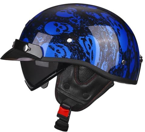 Casco Mezzo Da Motociclista Retrò Caschi Jet E Demi-Jet Omologato DOTECE Caschi Cromwell Aperto Casco Retrò Moto Elmetto Scodella Per Adulti Uomini Donne Fodera Rimovibil I,L:59-60CM
