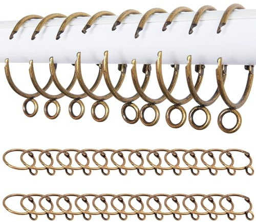 COGVOHY 26 Pack Curtain Rings, 50MM Interior Diameter Metal Curtain Rings with Eyelet for Window, Door and Shower Hanging (Bronze)