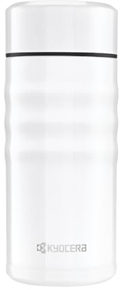 Borraccia termica Kyocera con rivestimento interno in ceramica, calda per 12 ore, fredda per 24 ore, senza BPA, facile da pulire, a prova di perdite, 350 ml, bianca, MB-12S WH