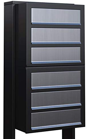 Cassetta delle lettere, Cassetta della posta design Cube For Six NERO/ACCIAIO INOSSIDABILE – bravios