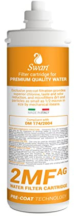 Filtro Acqua Swan 2MF AG – Compatibile con Everpure AC e 2DC – Cartuccia a Baionetta 0,5 Micron – Carbone Attivo con Ioni Argento Batteriostatico – Migliora Gusto e Qualità Acqua