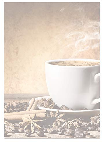 DIN A4 Designpapier-217 mit 100 Blatt, Kaffee-Motiv - Premium 90g Motivpapier, einseitig bedruckt