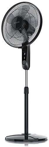 Brandson - Standventilator mit Fernbedienung und Display - Oszillation 80° - 60 Watt - Ventilator Höhe verstellbar - mobiler Lüfter - Kopf um 35Grad neigbar - 3 Geschwindigkeiten - GS