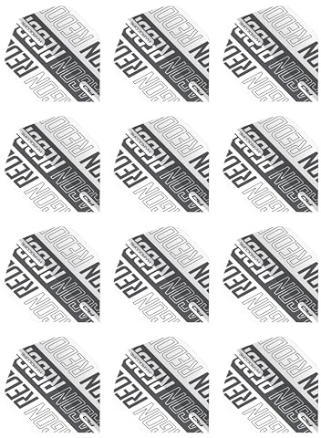 RED DRAGON Hardcore XT White and Grey Dart Flights - 4 Sets Per Pack (12 Dart Flights in total)
