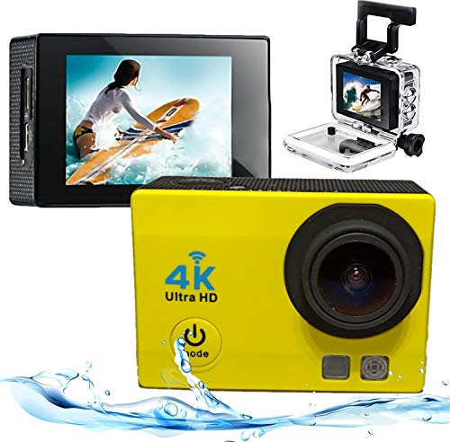 0℃ Outdoor Digital Camera Waterproof Camera, 4k / 30FPS EIS 16MP Action Camera 30M Waterproof Beach Photo Diving Camera Digital Sports Camera WIFI HDMI Compact Camcorder Underwater Photography,yellow