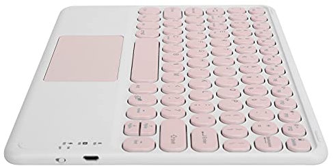 Lazimin Clavier de Tablette Bluetooth à Capuchon Rond, Conception Ergonomique Rechargeable de Clavier de PC sans Fil avec Pavé Tactile pour Windows/iOS/Android(Rose)