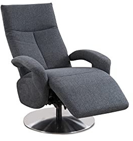 CAVADORE TV-Sessel Tirol / Fernsehsessel mit manuell verstellbarer Relaxfunktion / 74 x 112 x 82 / Strukturstoff: Blau